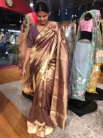 Purple Tissue Silk Saree highlighted with Tanchui Weaves - Image 7