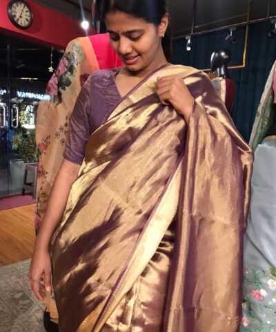 Purple Tissue Silk Saree highlighted with Tanchui Weaves