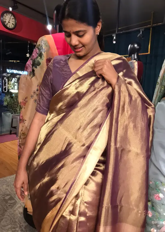 Purple Tissue Silk Saree highlighted with Tanchui Weaves