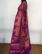 Majenta Pink Banarasi Silk Saree highlighted with zari weaves - Image 2
