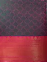 Peacock blue kora Silk Saree highlighted with zari weaves - Image 8