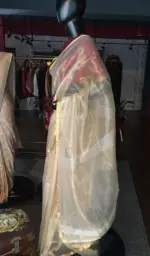 Gold Tissue Silk Saree with gold Zari Edging - Image 2