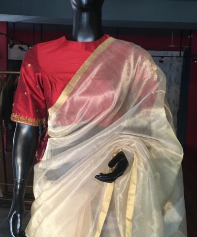 Gold Tissue Silk Saree with gold Zari Edging