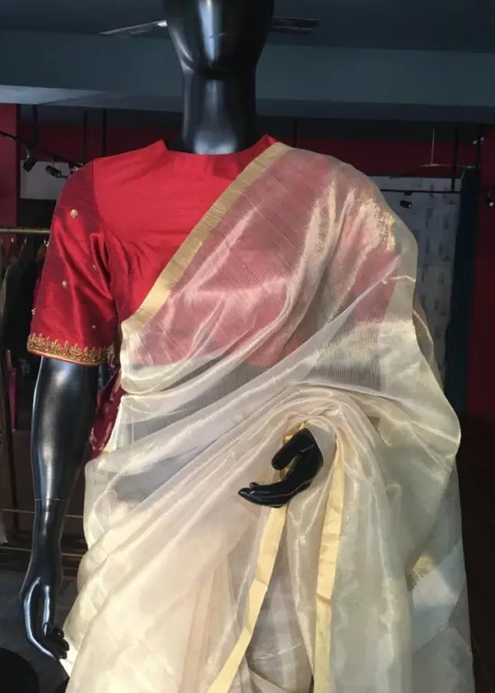 Gold Tissue Silk Saree with gold Zari Edging
