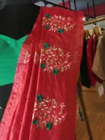 Red Embroidered Tussar Silk Saree - Image 4