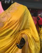 Yellow  Embroidered Tussar Silk Saree - Image 6