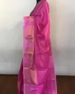 Hot Pink Kora Silk Saree highlighted with zari weaves - Image 4
