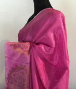 Hot Pink Kora Silk Saree highlighted with zari weaves - Image 5