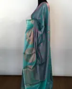 Blue Kora Silk Saree highlighted with zari weaves - Image 2