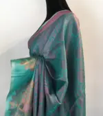 Blue Kora Silk Saree highlighted with zari weaves - Image 6
