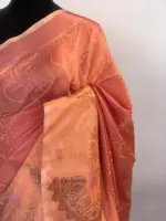 Peach Kora Silk Saree highlighted with zari weaves - Image 6