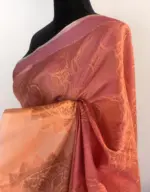 Peach Kora Silk Saree highlighted with zari weaves - Image 5
