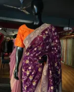Purple Banarasi Georgette Saree with Woven Floral Weaves