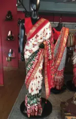 Offwhite Banarasi Soft Silk Saree highlighted with Patola Weaves (Copy) - Image 3