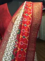 Offwhite Banarasi Soft Silk Saree highlighted with Patola Weaves - Image 4
