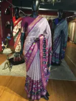 Offwhite Banarasi Soft Silk Saree highlighted with Patola Weaves - Image 5