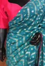 Blue Dola Silk Saree highlighted with Zari Weaves - Image 5