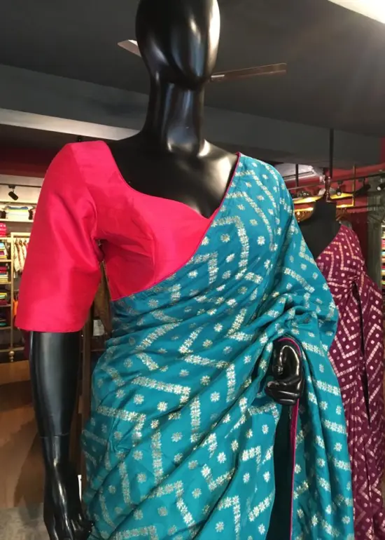 Blue Dola Silk Saree highlighted with Zari Weaves