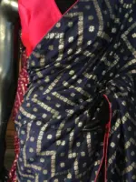Navy Blue Dola Silk Saree highlighted with Zari Weaves - Image 7
