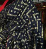 Navy Blue Dola Silk Saree highlighted with Zari Weaves - Image 4