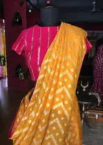 Yellow Dola Silk Saree highlighted with Zari Weaves