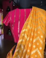 Yellow Dola Silk Saree highlighted with Zari Weaves - Image 4