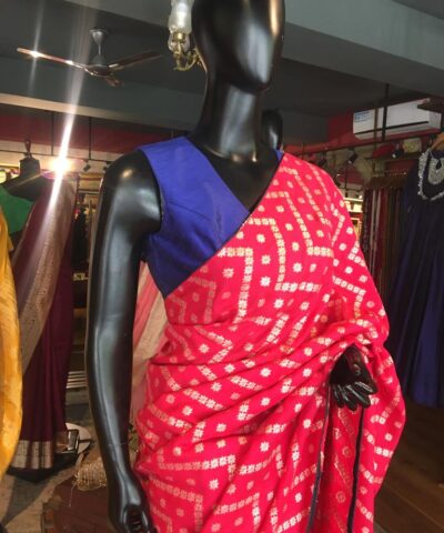 Pink Dola Silk Saree highlighted with Zari Weaves