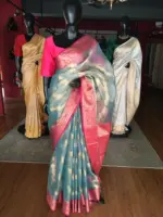 Blue Tissue Silk Saree with Gold zari weaves - Image 2