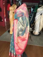 Blue Tissue Silk Saree with Gold zari weaves - Image 3
