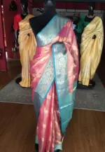 Pink Tissue Silk Saree with Gold zari weaves - Image 2