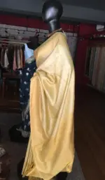 Yellow Banarasi Silk Saree highlighted with Gold and Silver zari weaves - Image 3