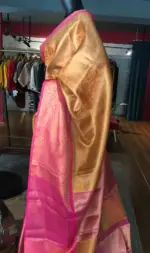 Peach Kora Silk Saree Highlighted With Zari Weaves - Image 3