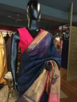 Navy Blue Mangalagiri Silk Saree