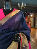 Navy Blue Mangalagiri Silk Saree - Image 6