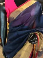 Navy Blue Mangalagiri Silk Saree - Image 4