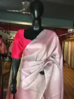 Baby Pink Banarasi Silk Saree With Silver Zari Weaves