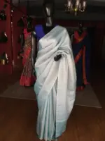Baby Blue Banarasi Silk Saree With Silver Zari Weaves - Image 3