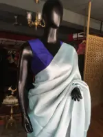 Baby Blue Banarasi Silk Saree With Silver Zari Weaves - Image 6