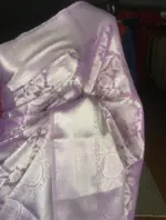 Lilac Banarasi Silk Saree with Silver Zari Weaves - Image 6