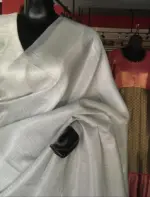 White Banarasi Silk Saree with Silver Zari Weaves - Image 6