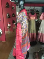 Lilac Printed Banarasi Silk Saree highlighted with contrast border - Image 2