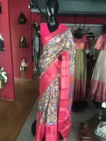 Lilac Printed Banarasi Silk Saree highlighted with contrast border - Image 3