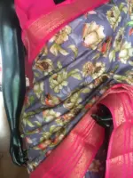 Lilac Printed Banarasi Silk Saree highlighted with contrast border - Image 5