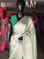 Green Banarasi Silk Saree with Silver Zari Weaves - Image 4