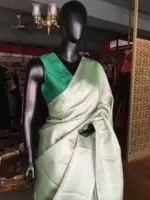 Green Banarasi Silk Saree with Silver Zari Weaves