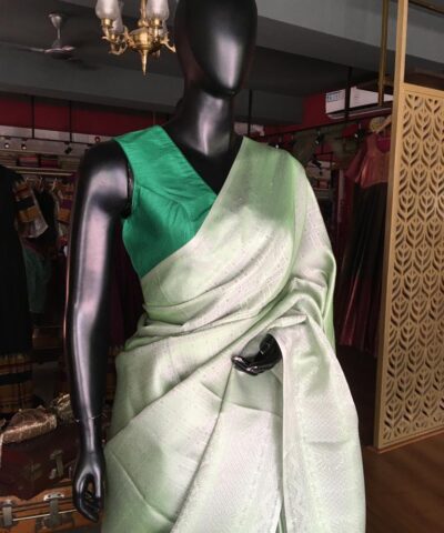 Green Banarasi Silk Saree with Silver Zari Weaves