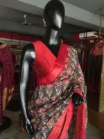 Multicoloured  Cotton Silk Saree - Image 7