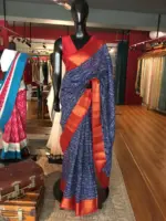 Navy Blue Cotton Silk Saree - Image 2