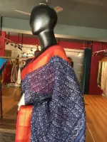 Navy Blue Cotton Silk Saree - Image 5