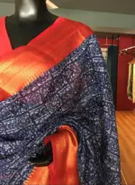 Navy Blue Cotton Silk Saree - Image 6